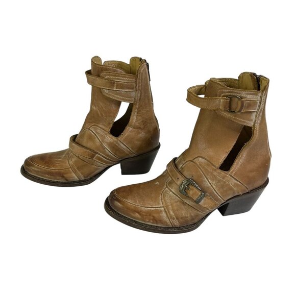 Stetson Womens Size 6.5 Brown Sample Distressed Leather Handmade Western Boots - Picture 2 of 7